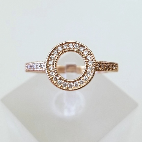 18k Plated Pave Circle Ring - Picture 2 of 8